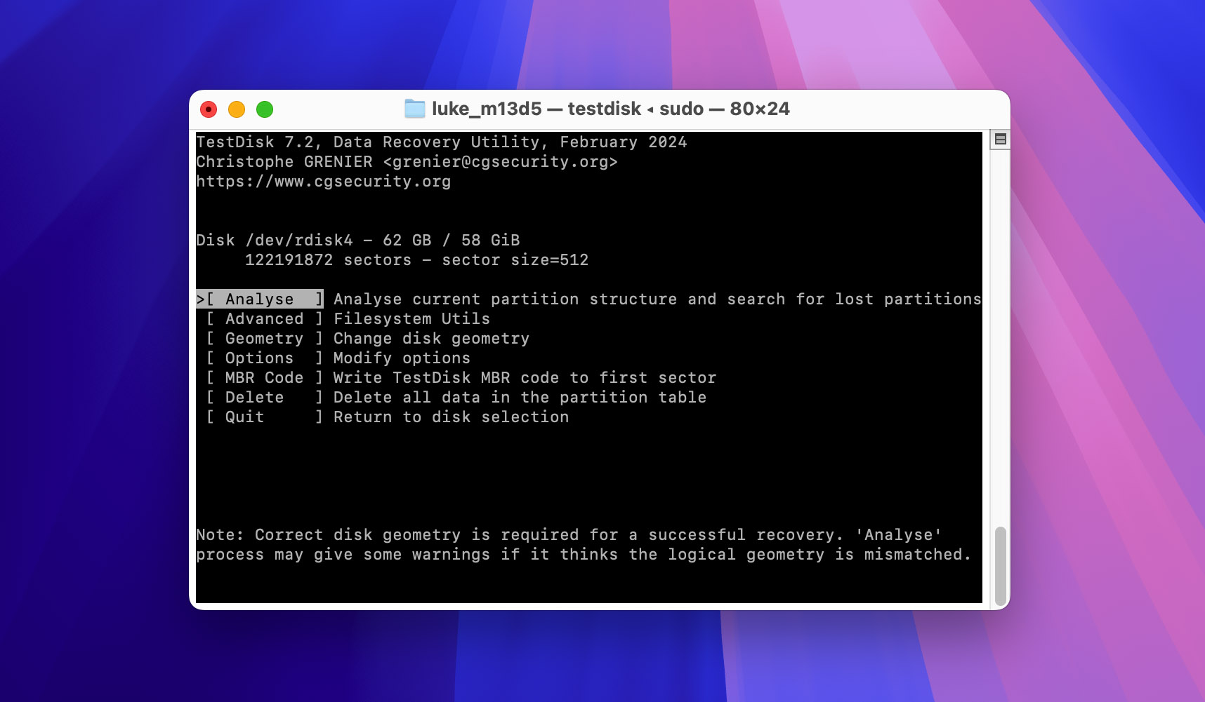 analyse usb drive with testdisk algorithms
