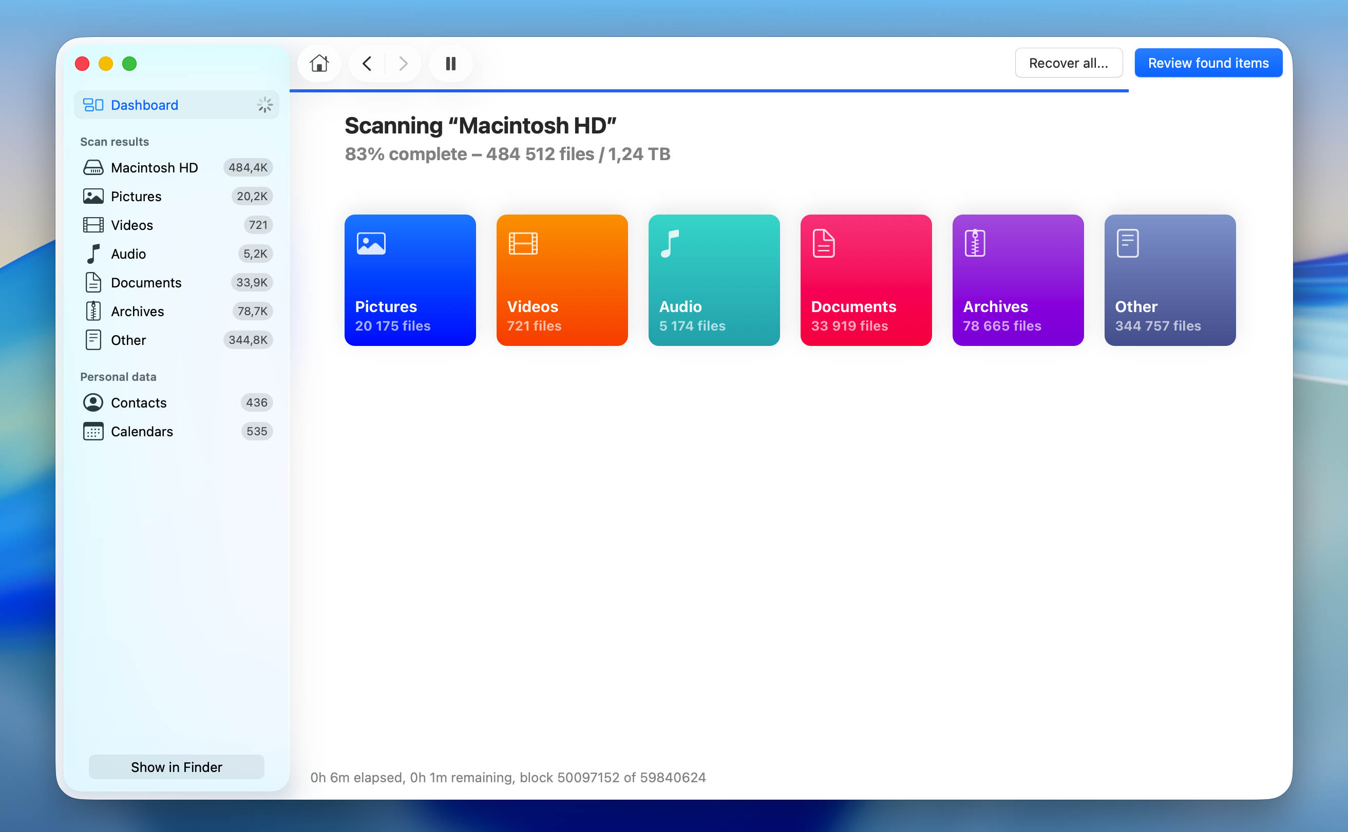 process of scanning of apfs disk 