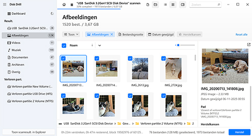 Bekijk en selecteer herstelbare bestanden