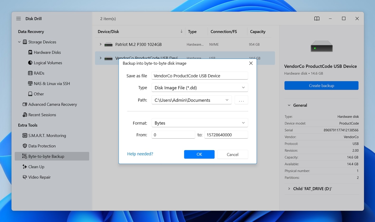 Byte-to-byte Backup