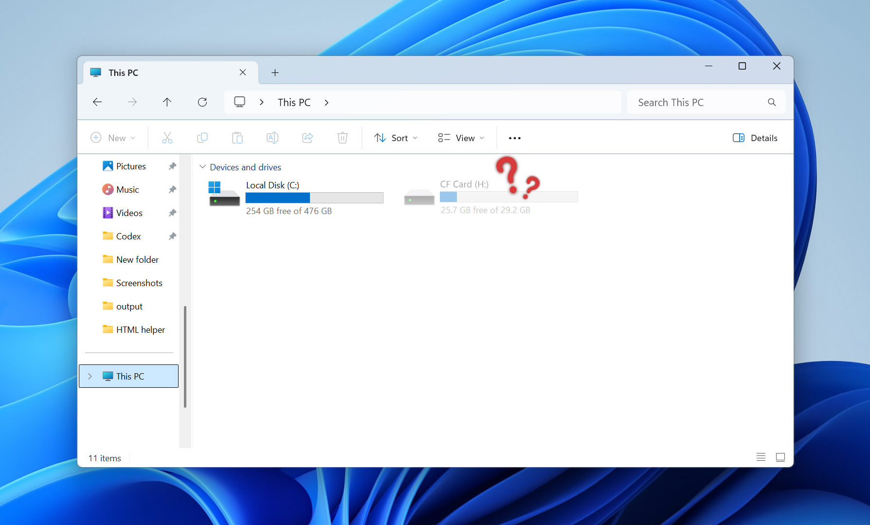 cf card not visible in File Explorer