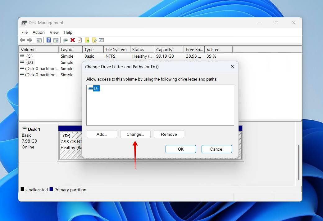 Choosing a different drive letter.