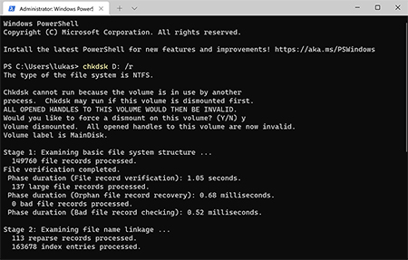 Use CHKDSK Command Use CHKDSK Command