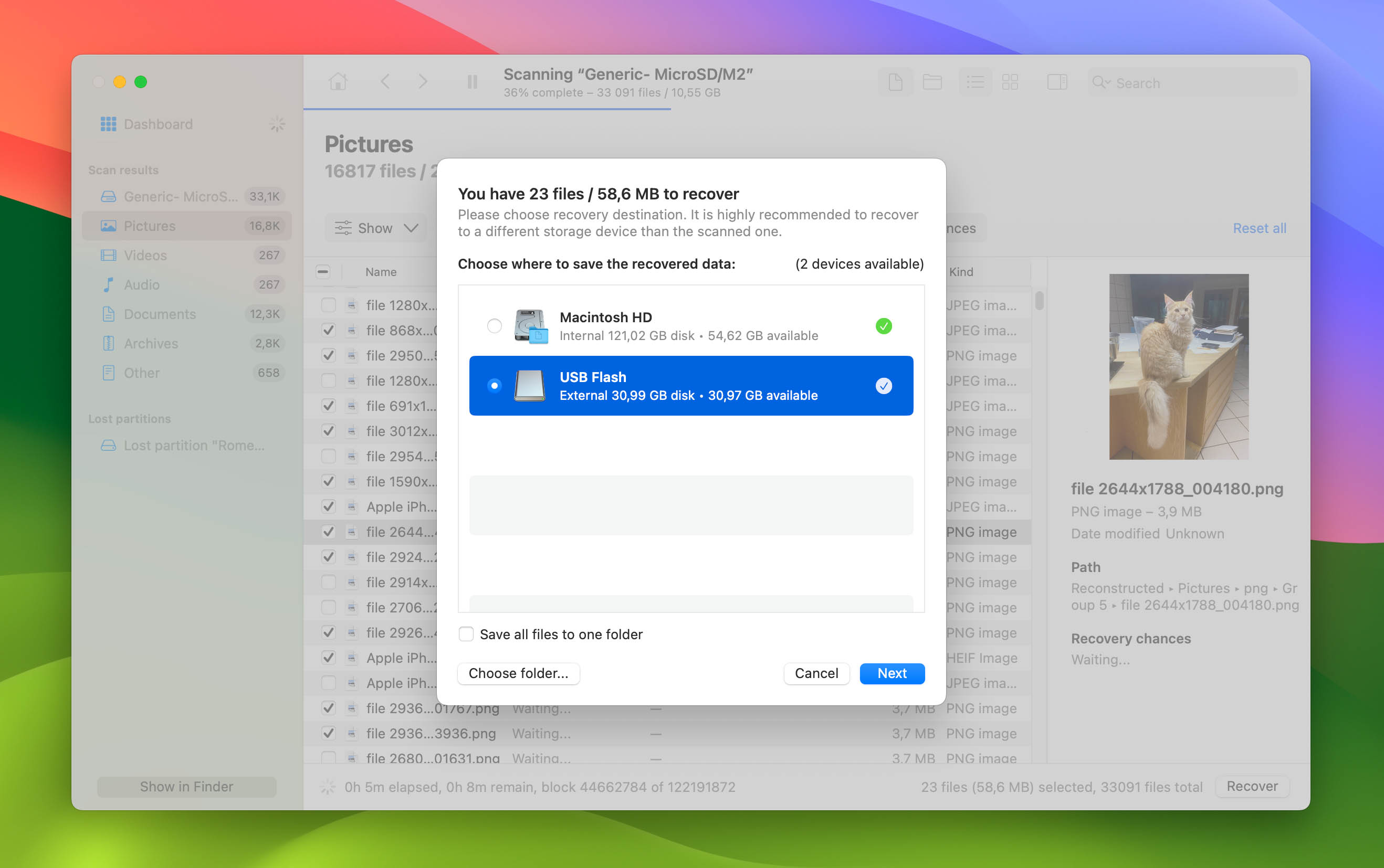 Mac Disk Drill recovery target