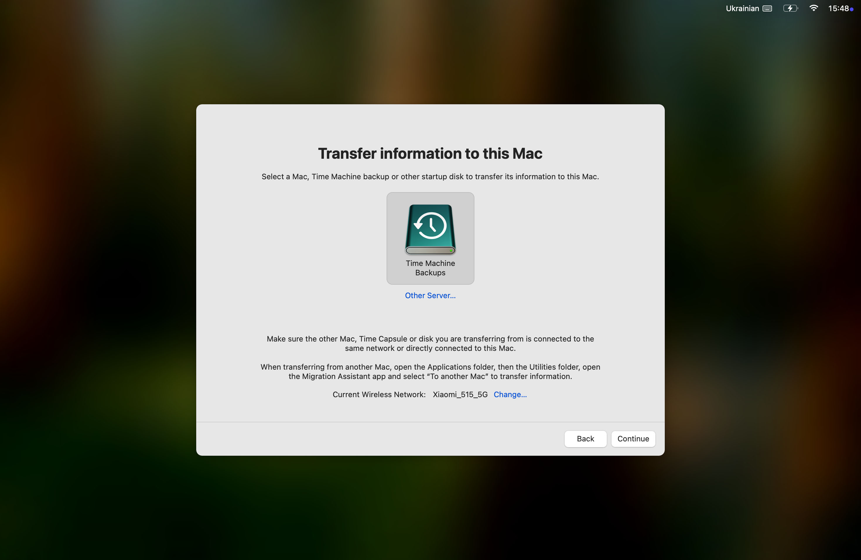 transfer information from time machine backup