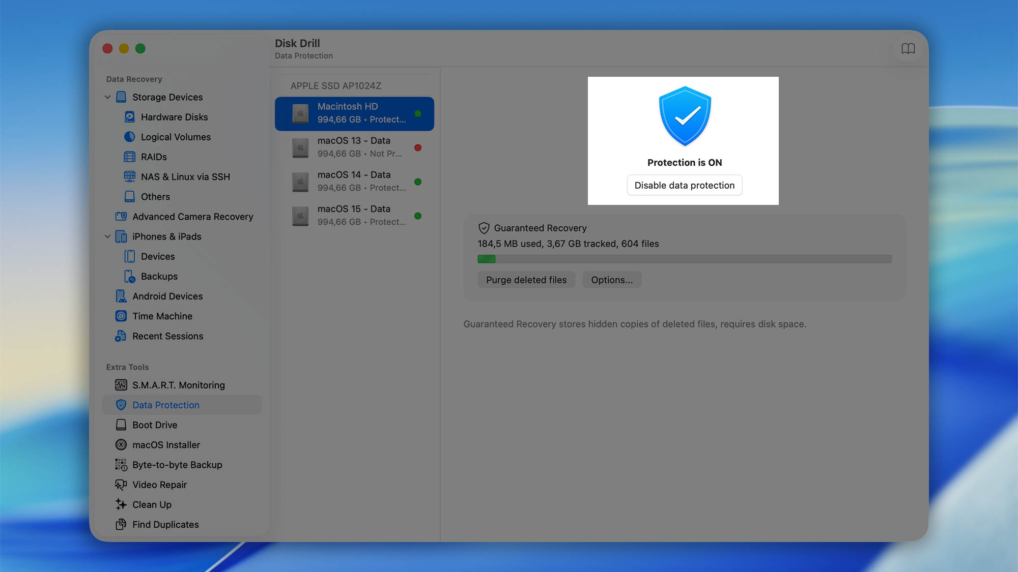 configure data protection disk drill macos step 1