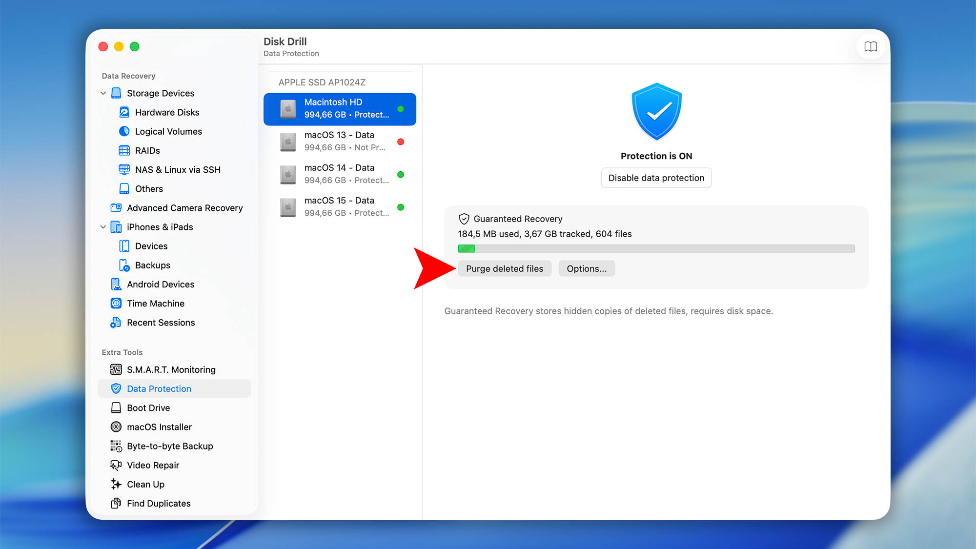 configure data protection disk drill macos step 2