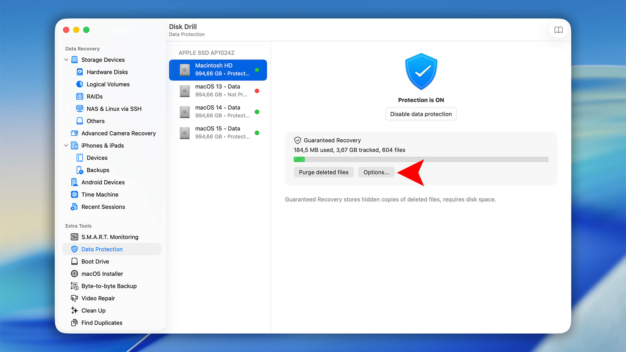 configure data protection disk drill macos step 3