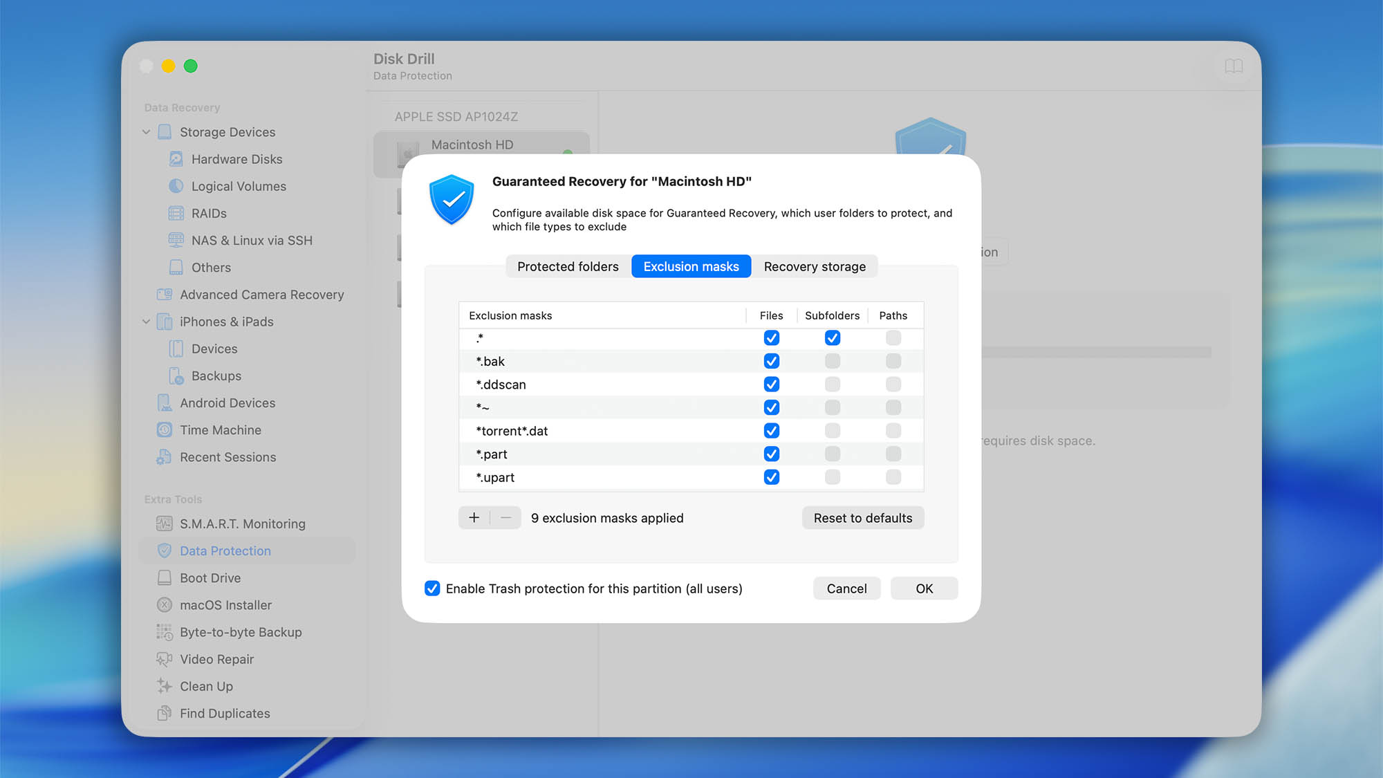 configure data protection disk drill macos step 5