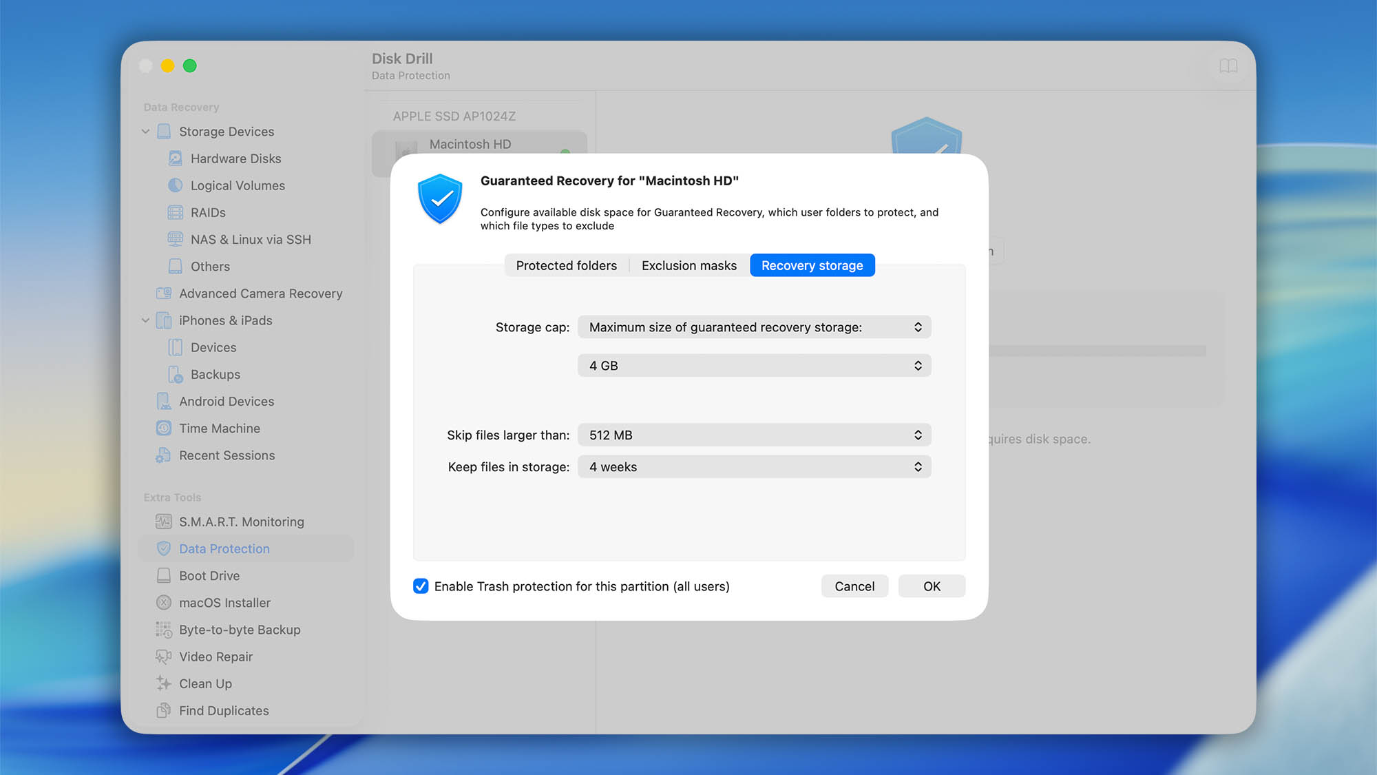 configure data protection disk drill macos step 6