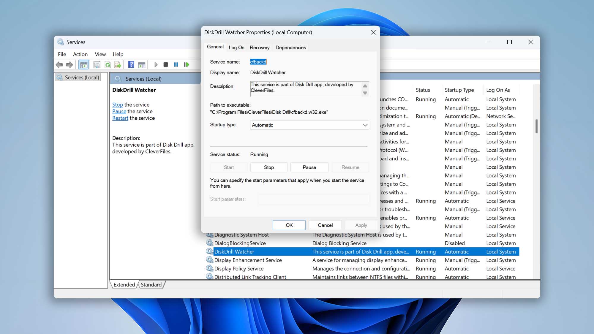 data protection service disk drill windows