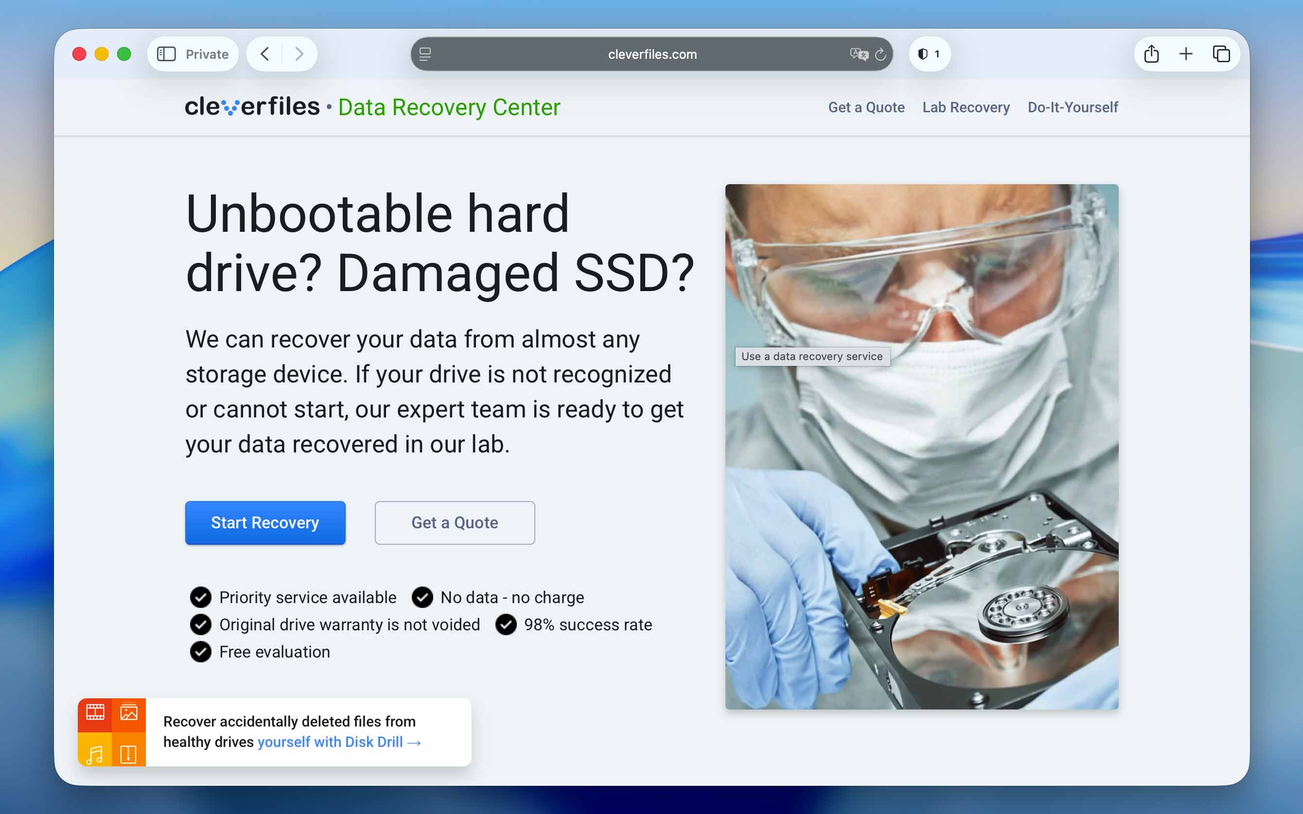 data recovery center by cleverfiles site