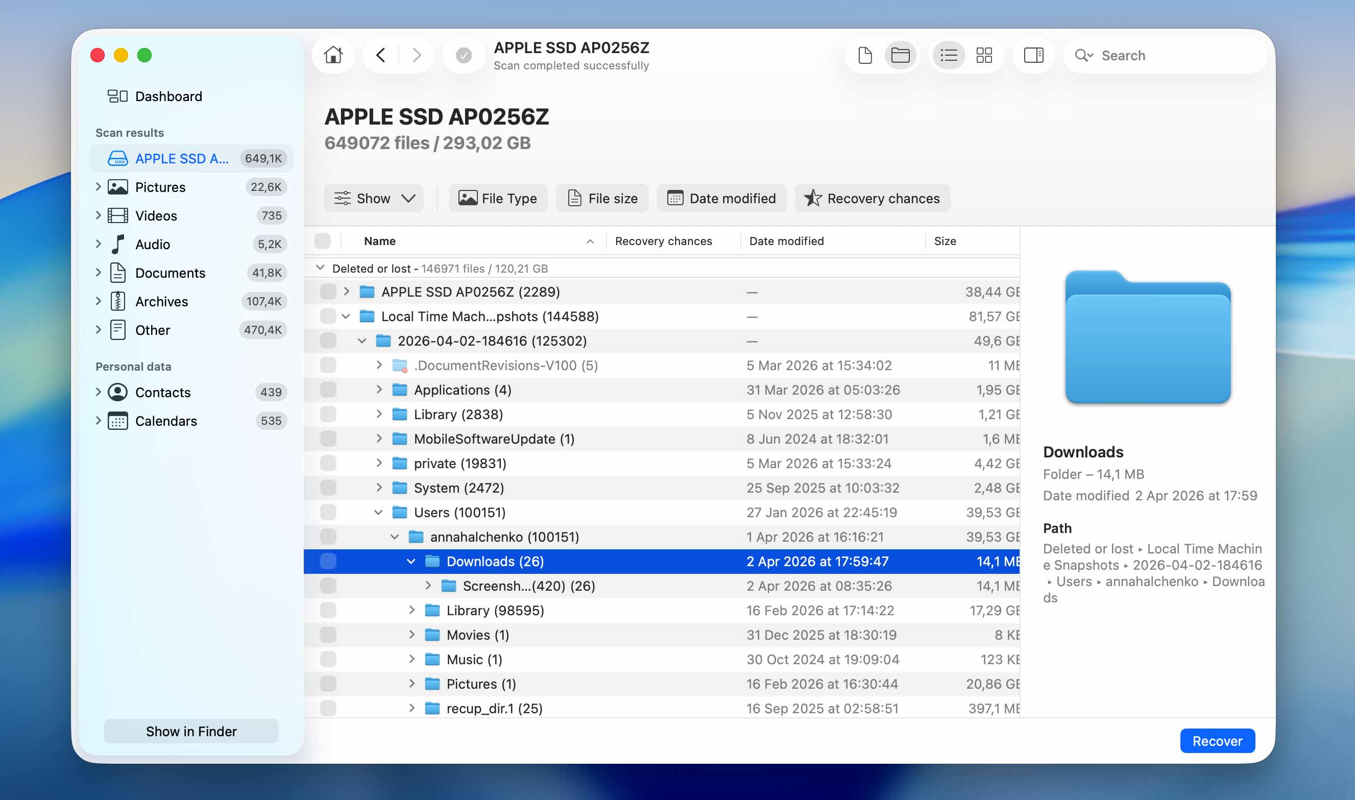 find lost downloads in results