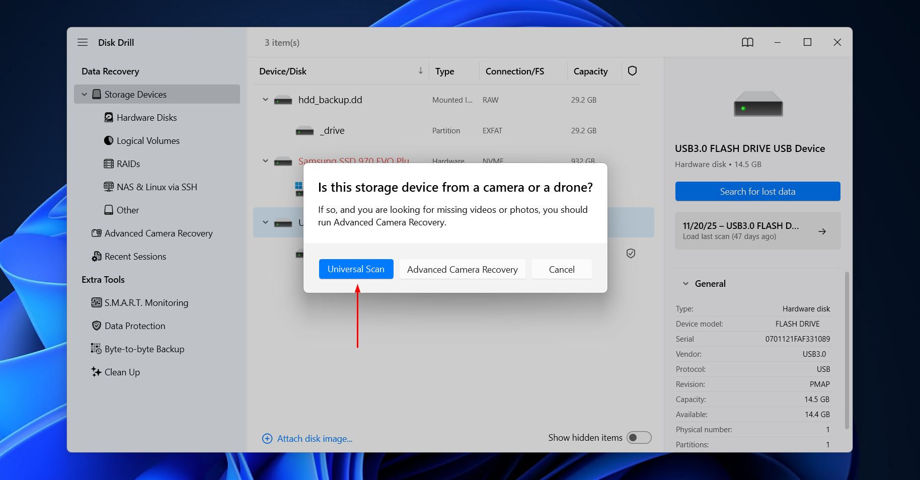 Running a Universal Scan.