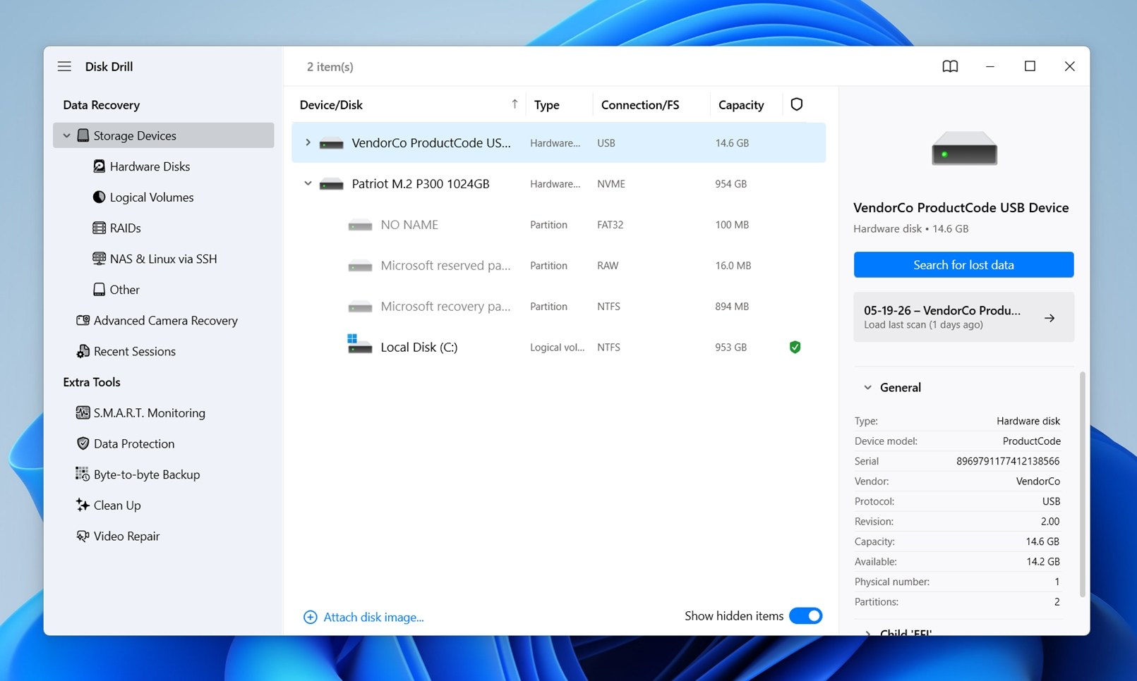 Select the formatted hard drive
