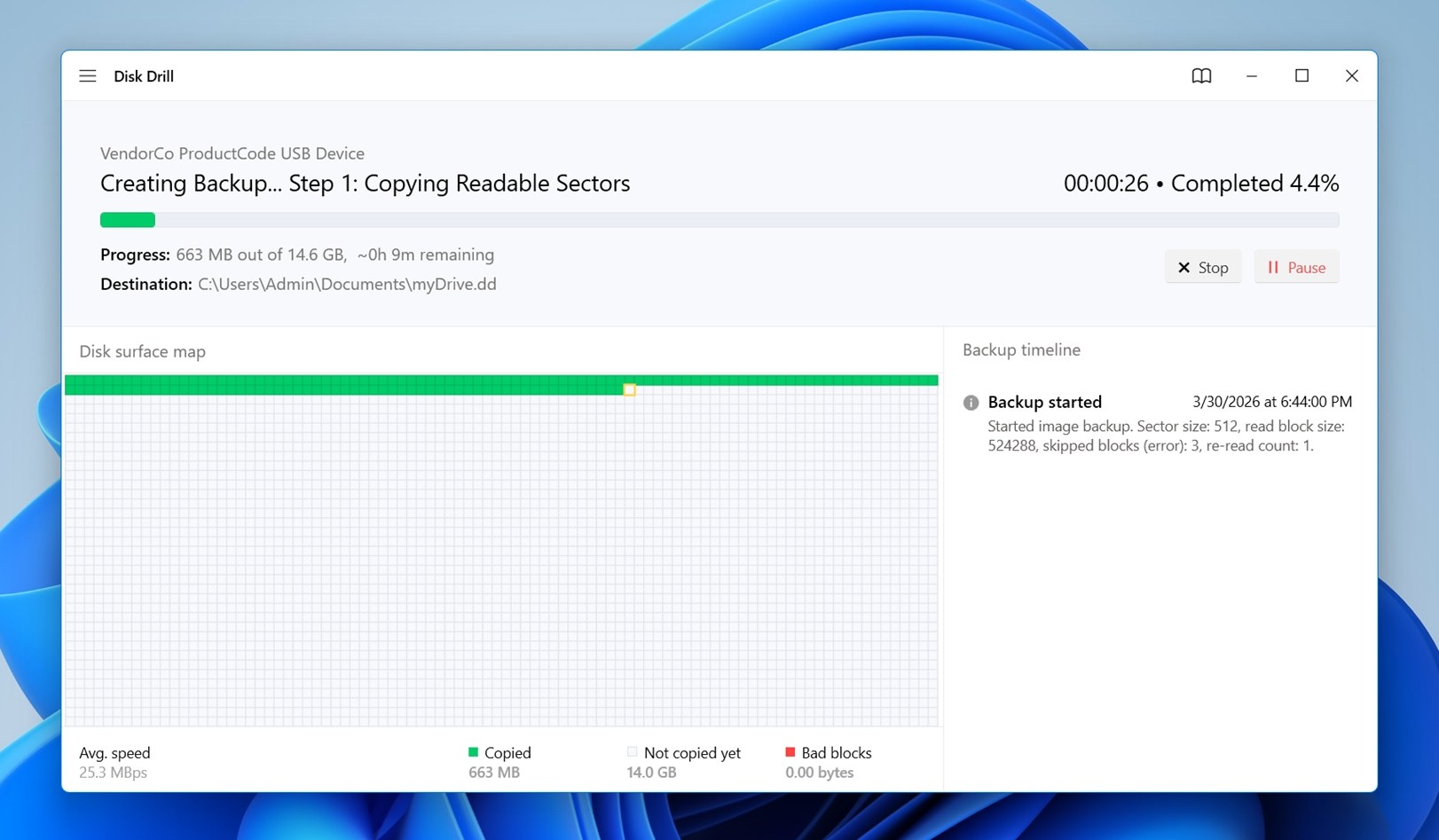 Wait for the backup to finish