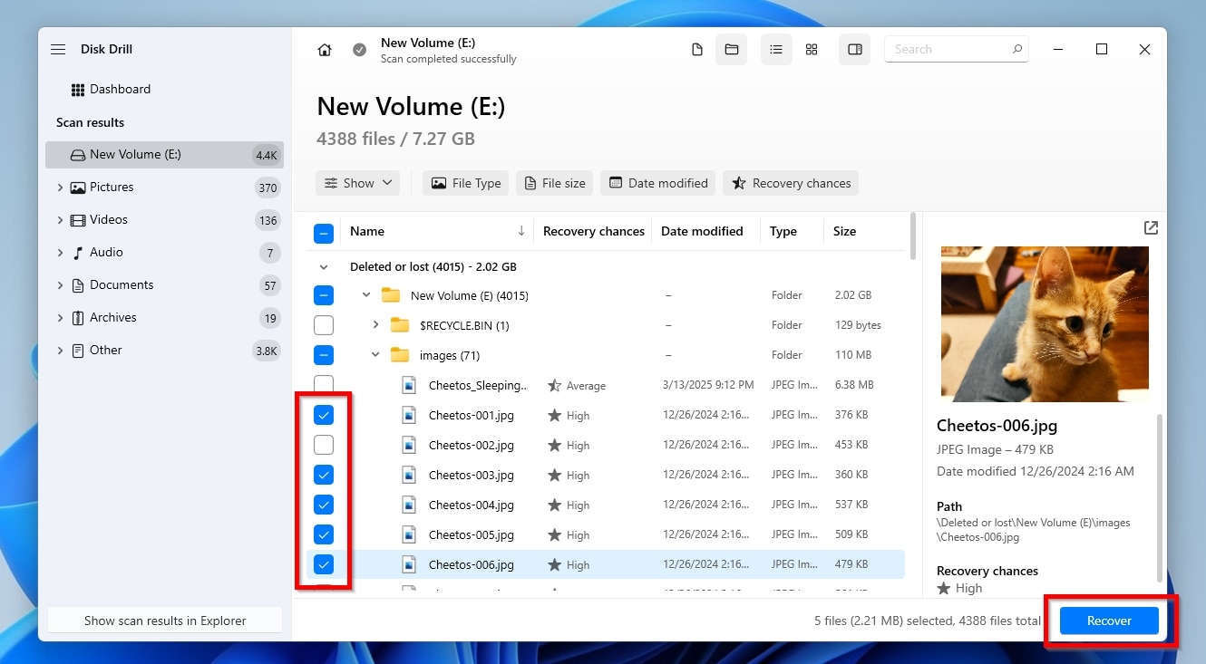 Disk Drill Marking Files For Recovery and Clicking Recover