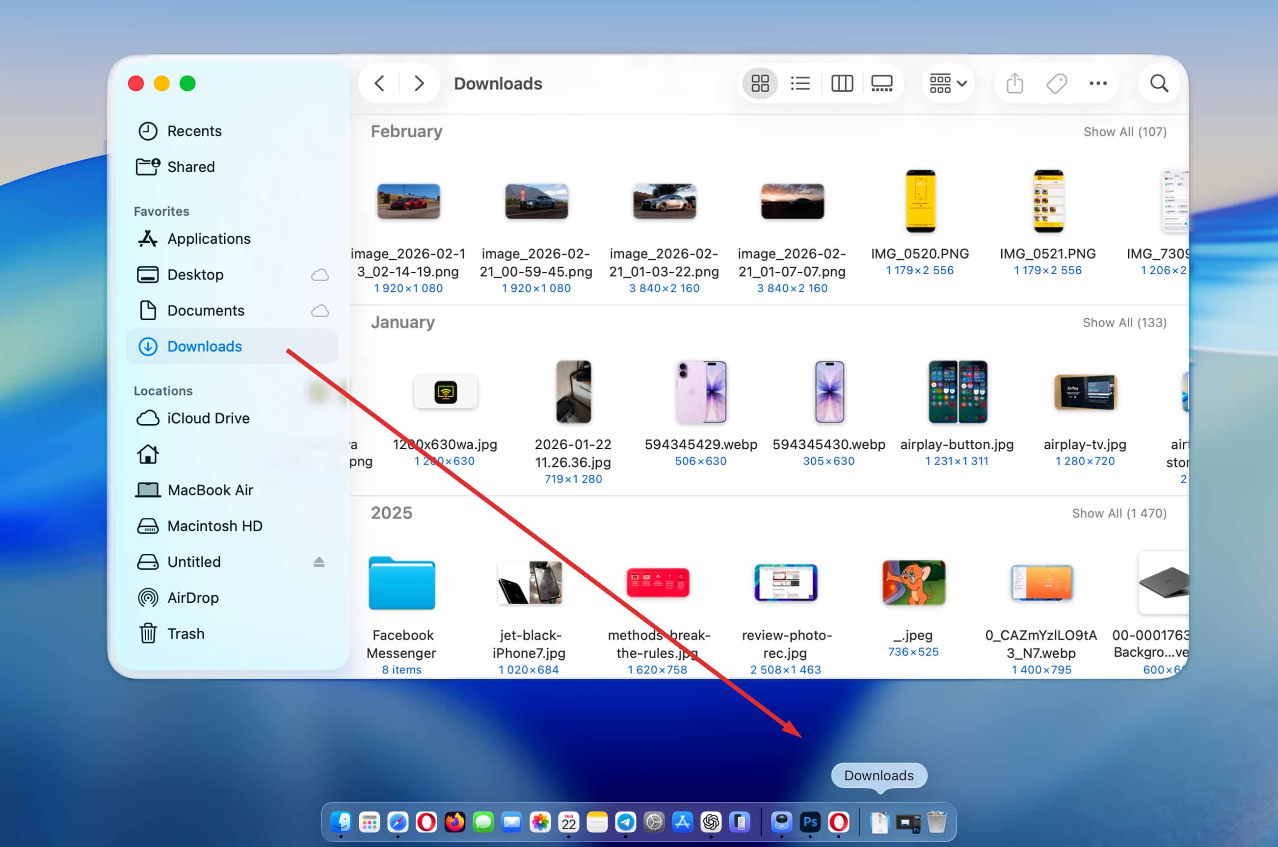 move downloads folder to your dock