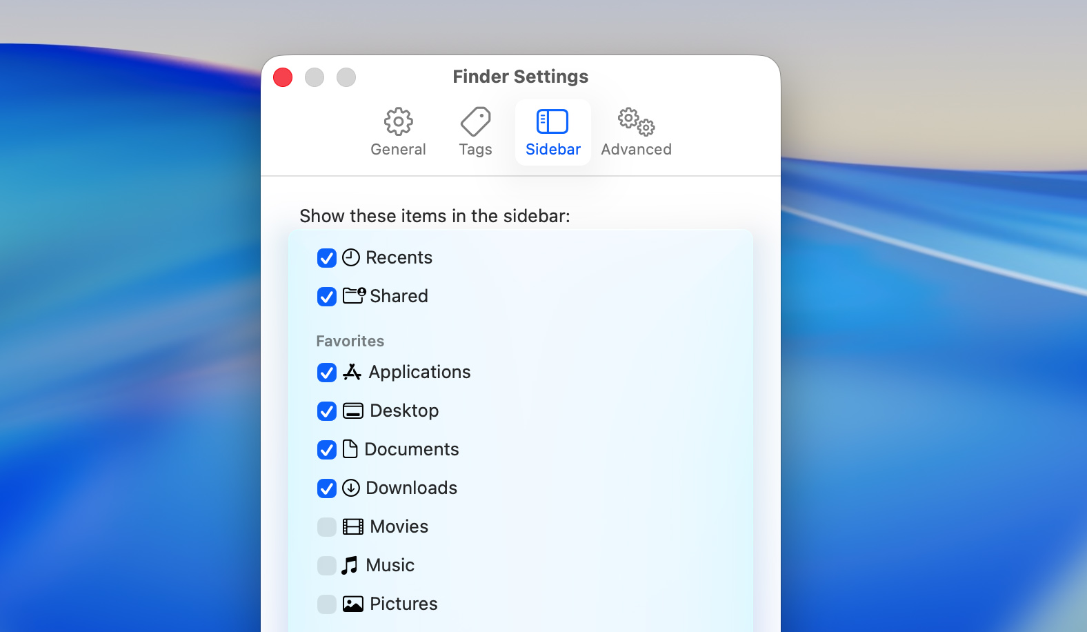 configure finder sidebar