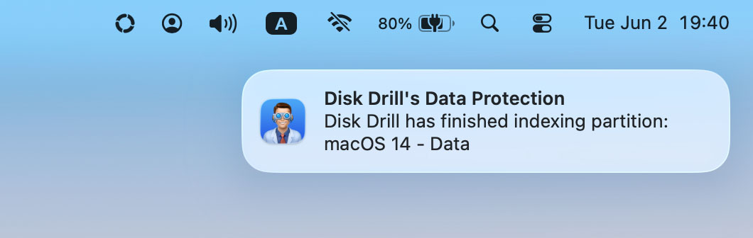 finished indexing data protection disk drill macos