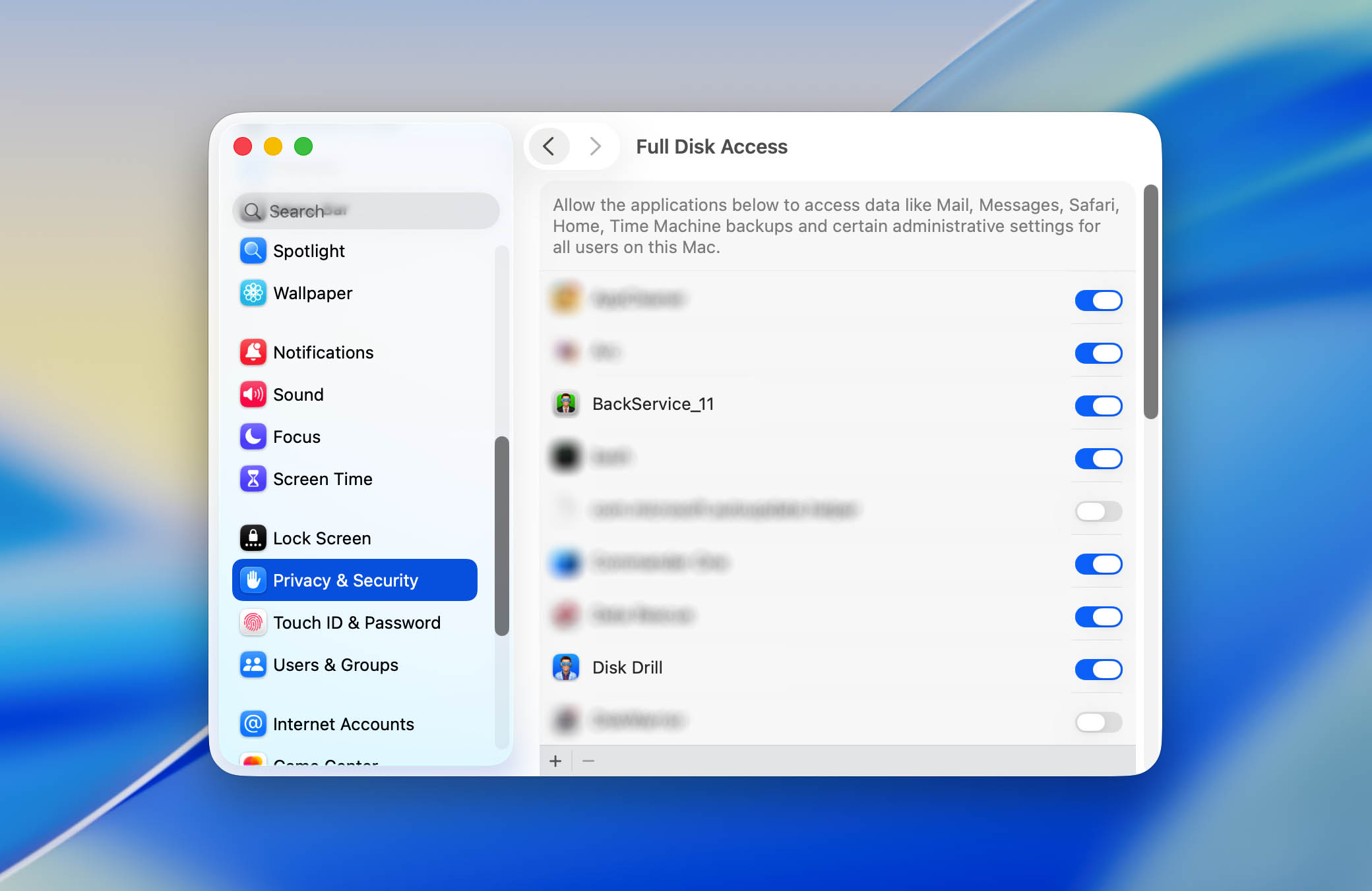 give disk drill full disk access