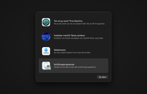 Herstart je Mac in de herstelmodus Herstart je Mac in de herstelmodus