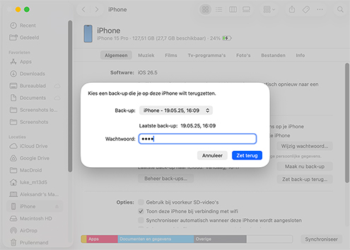 Herstel je sms-berichten vanuit een Finder- of iTunes-reservekopie