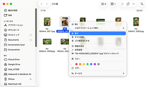 Macのゴミ箱からデータを復元する