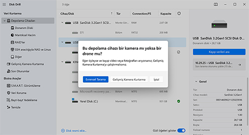 Kayıp verileri taramaya başla