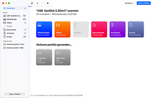 Laat Disk Drill naar gegevens zoeken