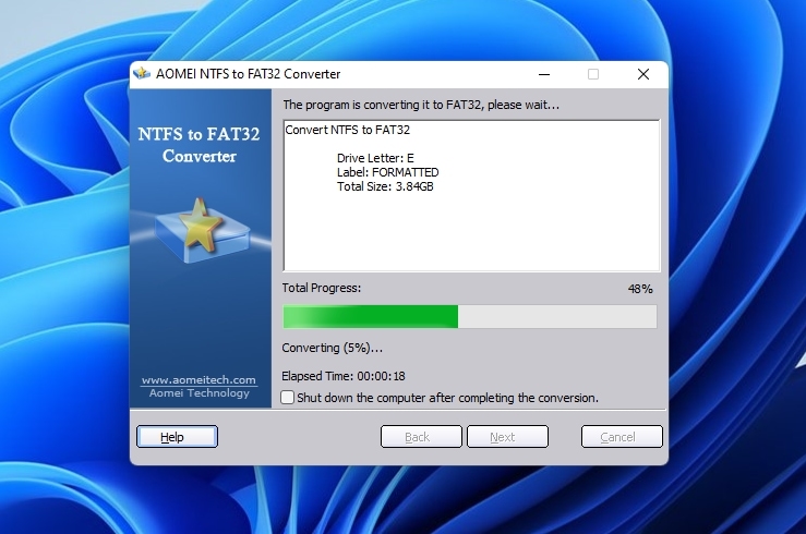AOMEI NTFS to FAT Converter