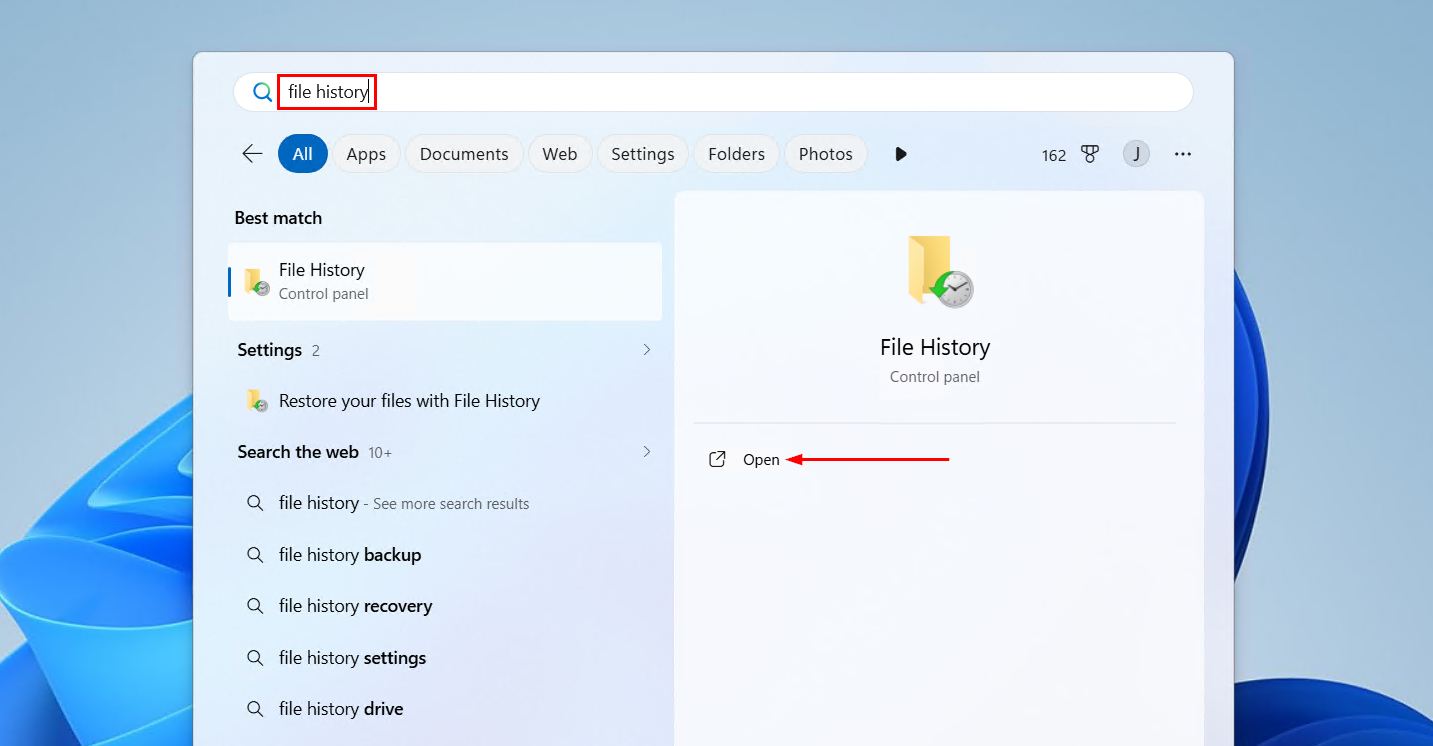 Opening File History.