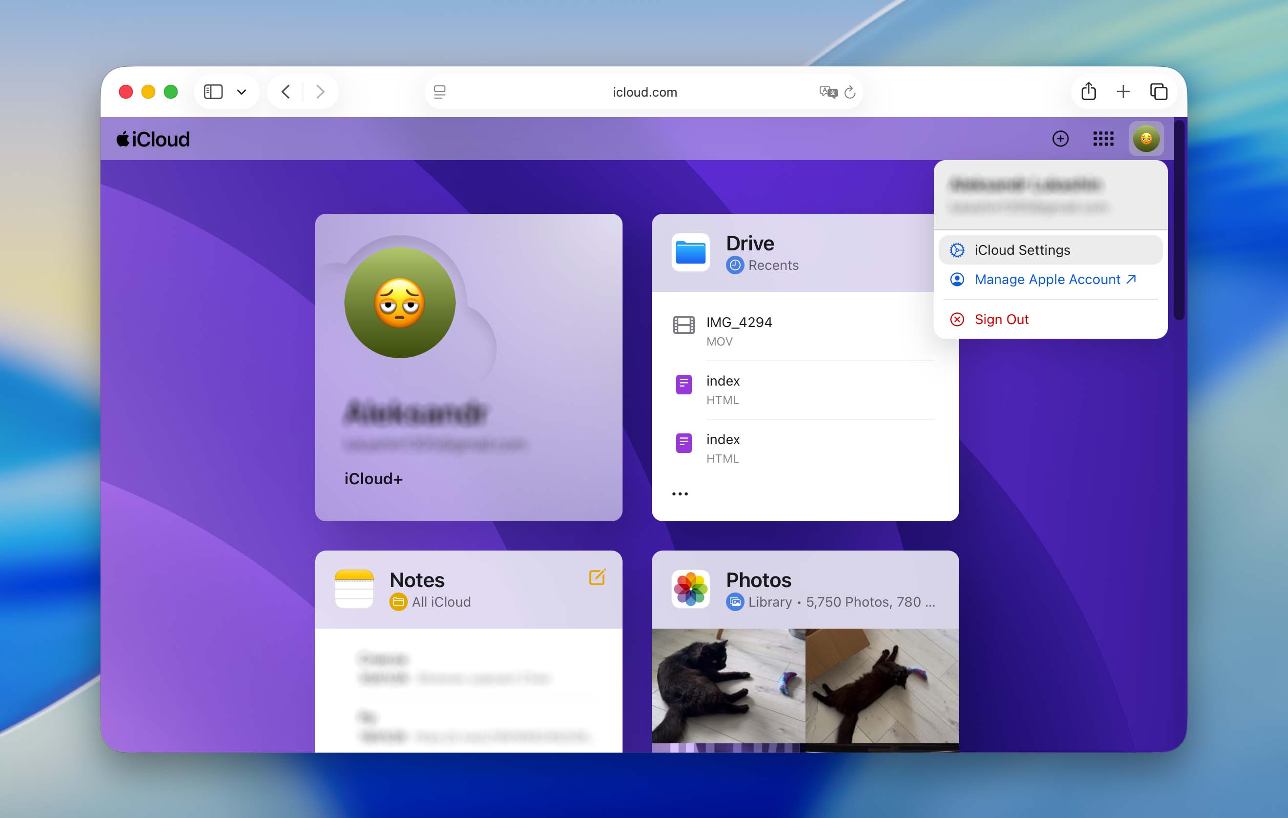 open icloud settings