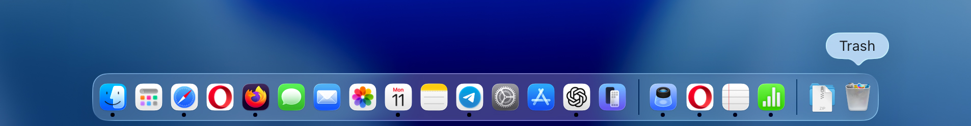 open mac trash from dock