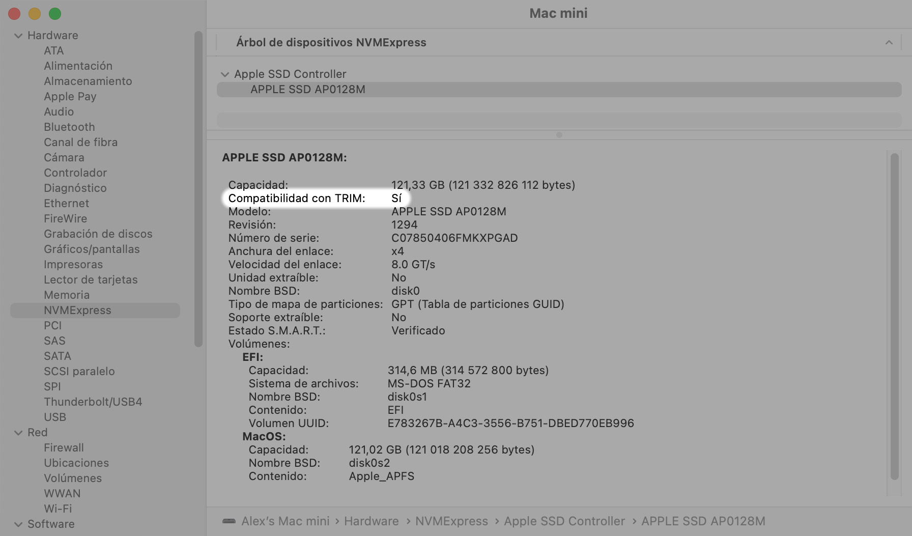 Comprobar el estado de TRIM en macos