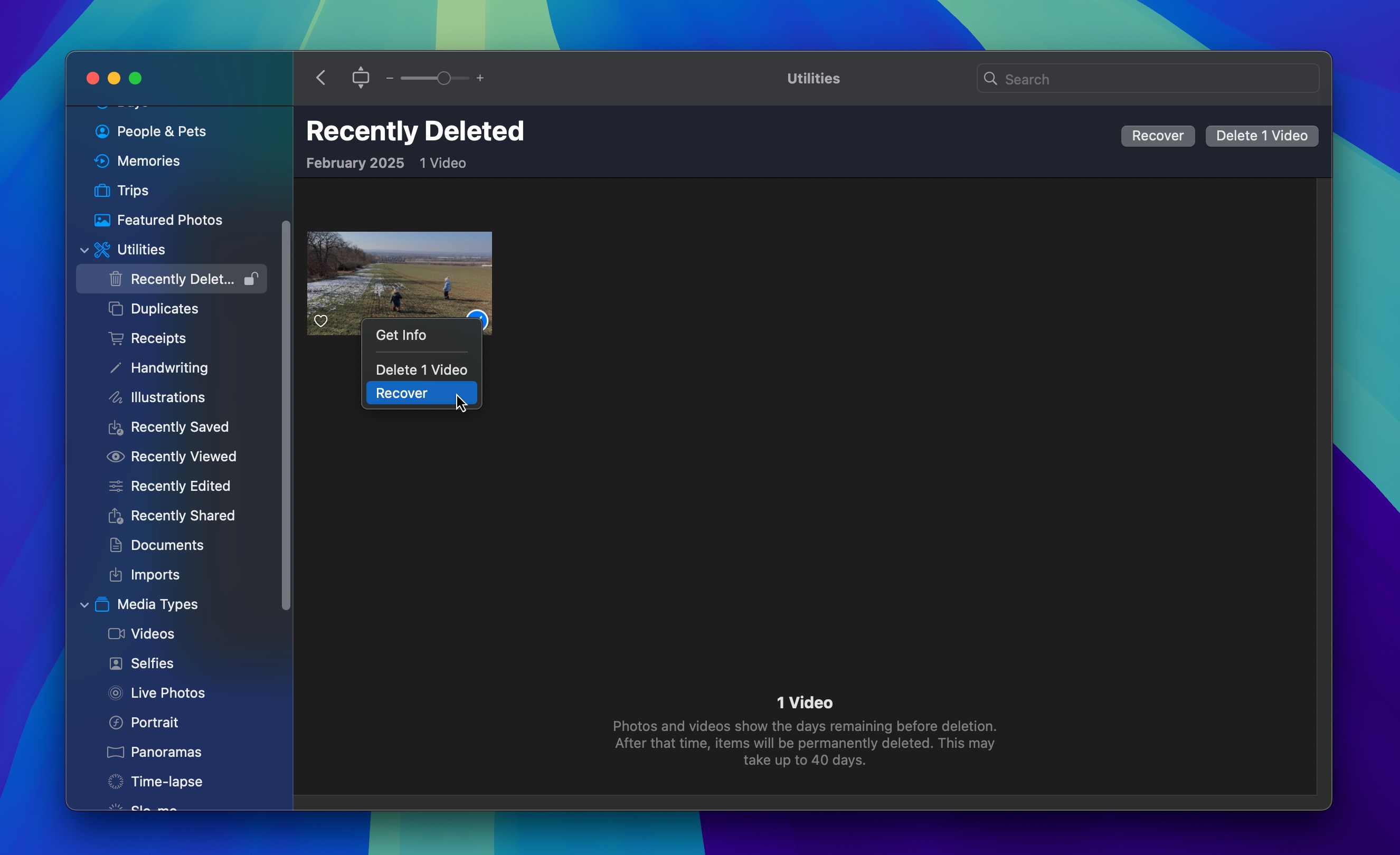 recently deleted photos macos recover