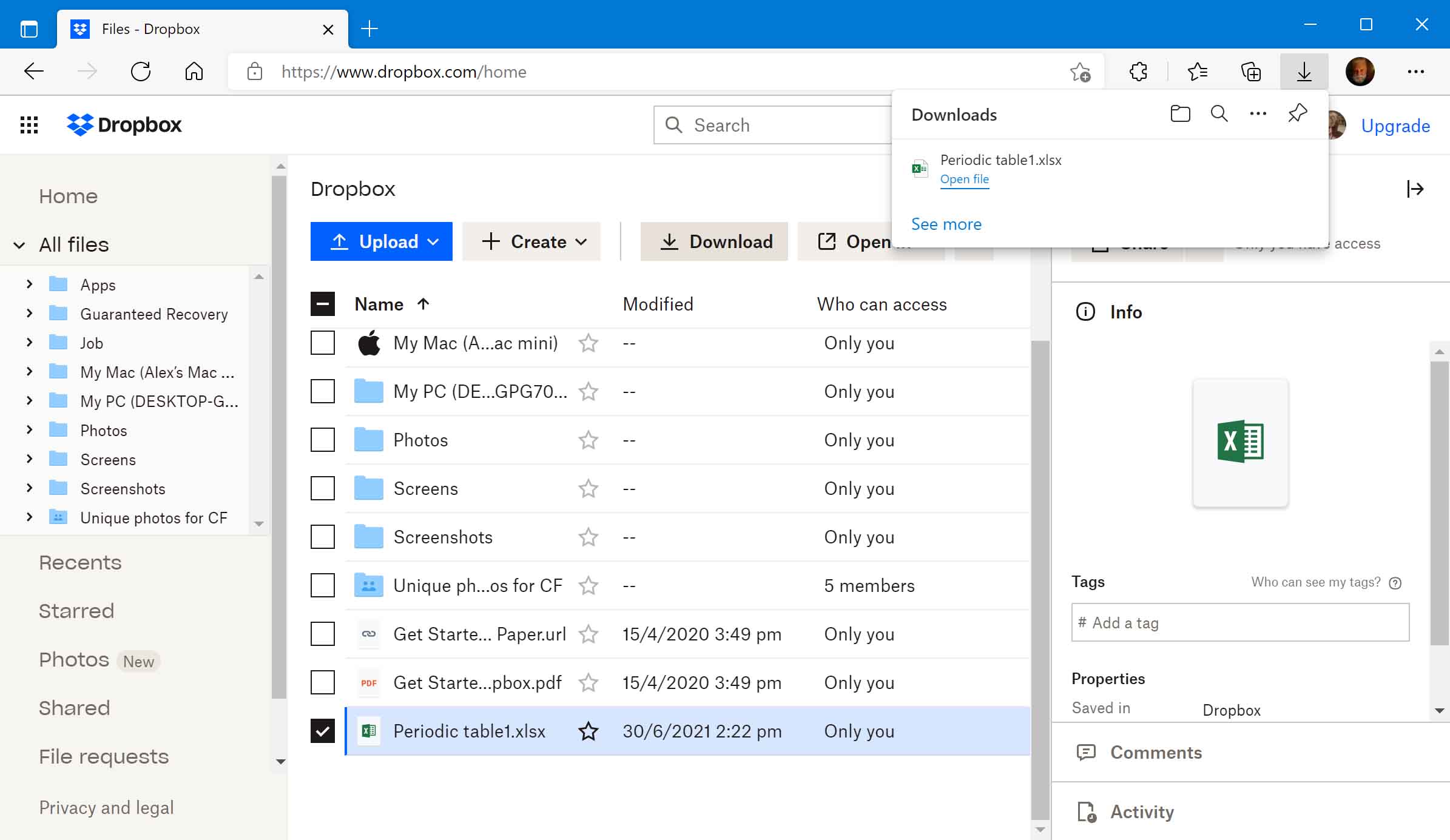 Recover a Previously Saved Version of the Excel File from DropBox