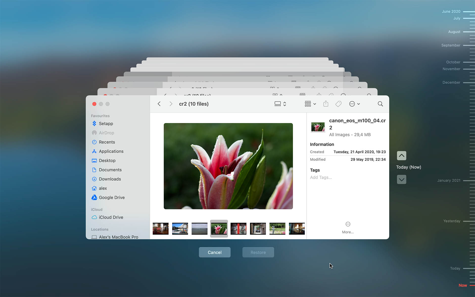 Recover deleted files using Mac Time Machine