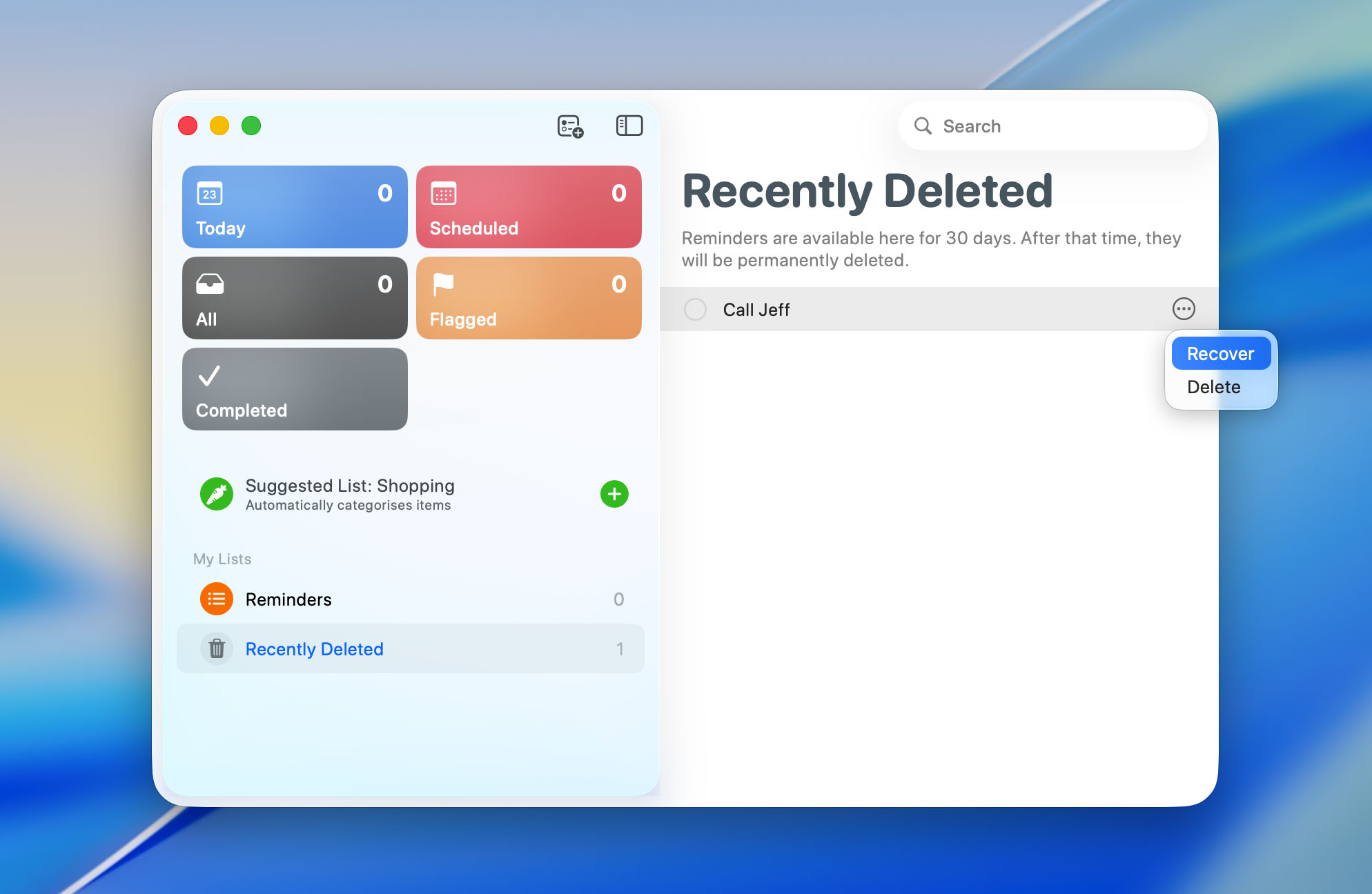 recover reminders