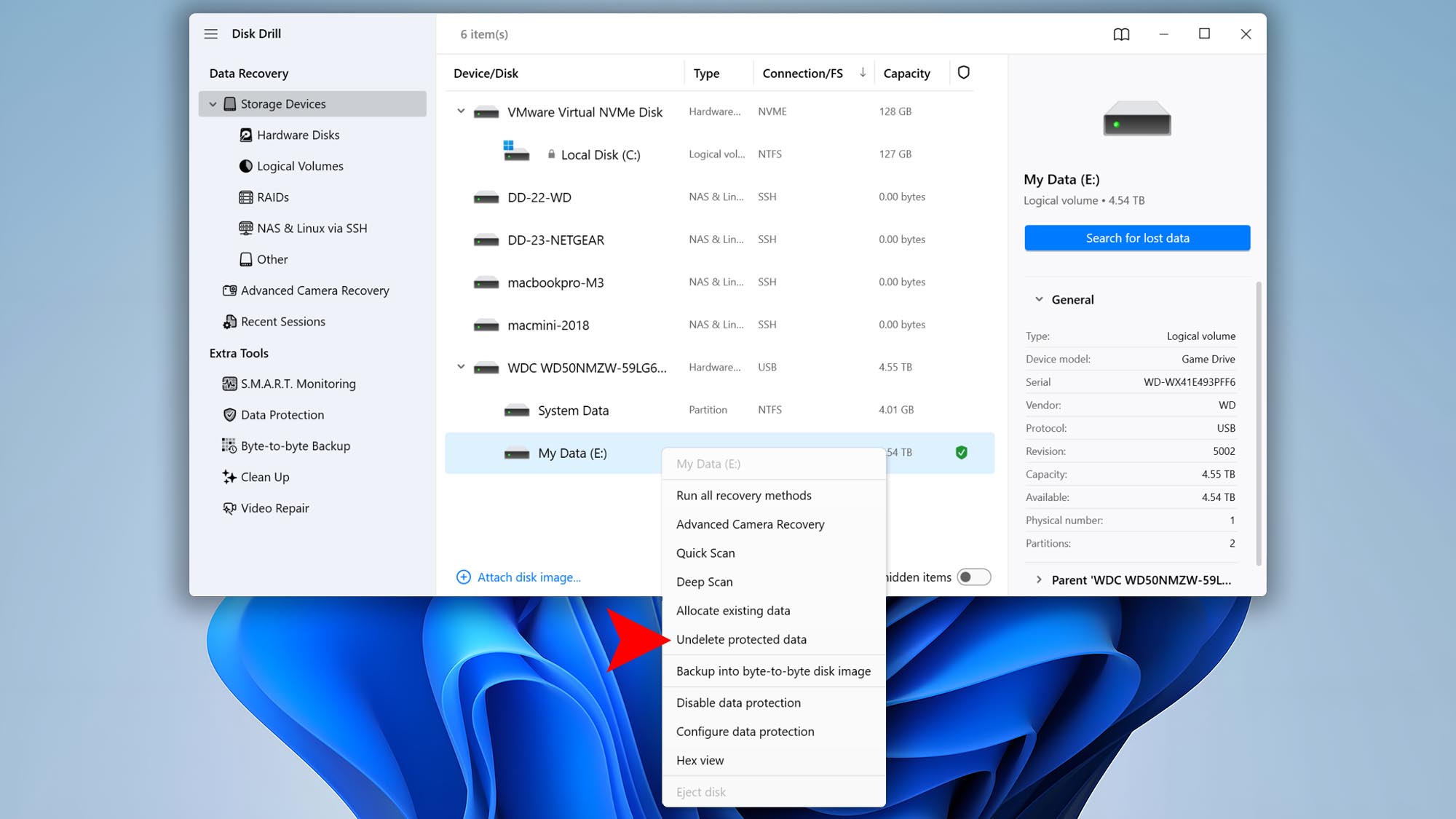 recover files with data protection module disk drill windows step 1