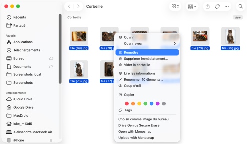 Récupérer depuis la corbeille de votre Mac