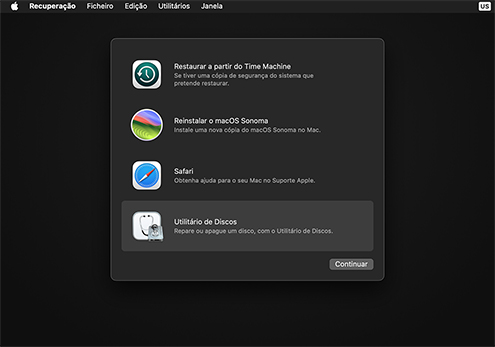 Reinicie seu Mac no Modo de Recuperação