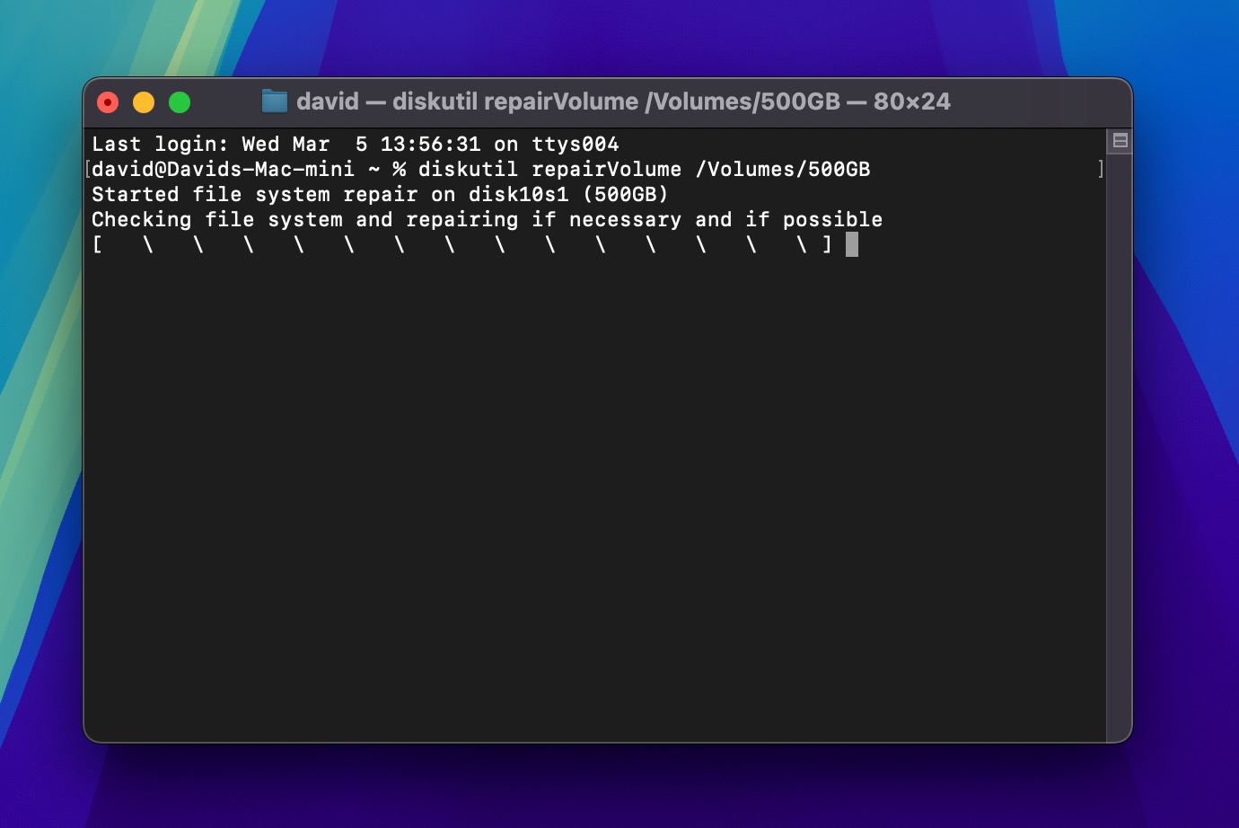 repair volume terminal command
