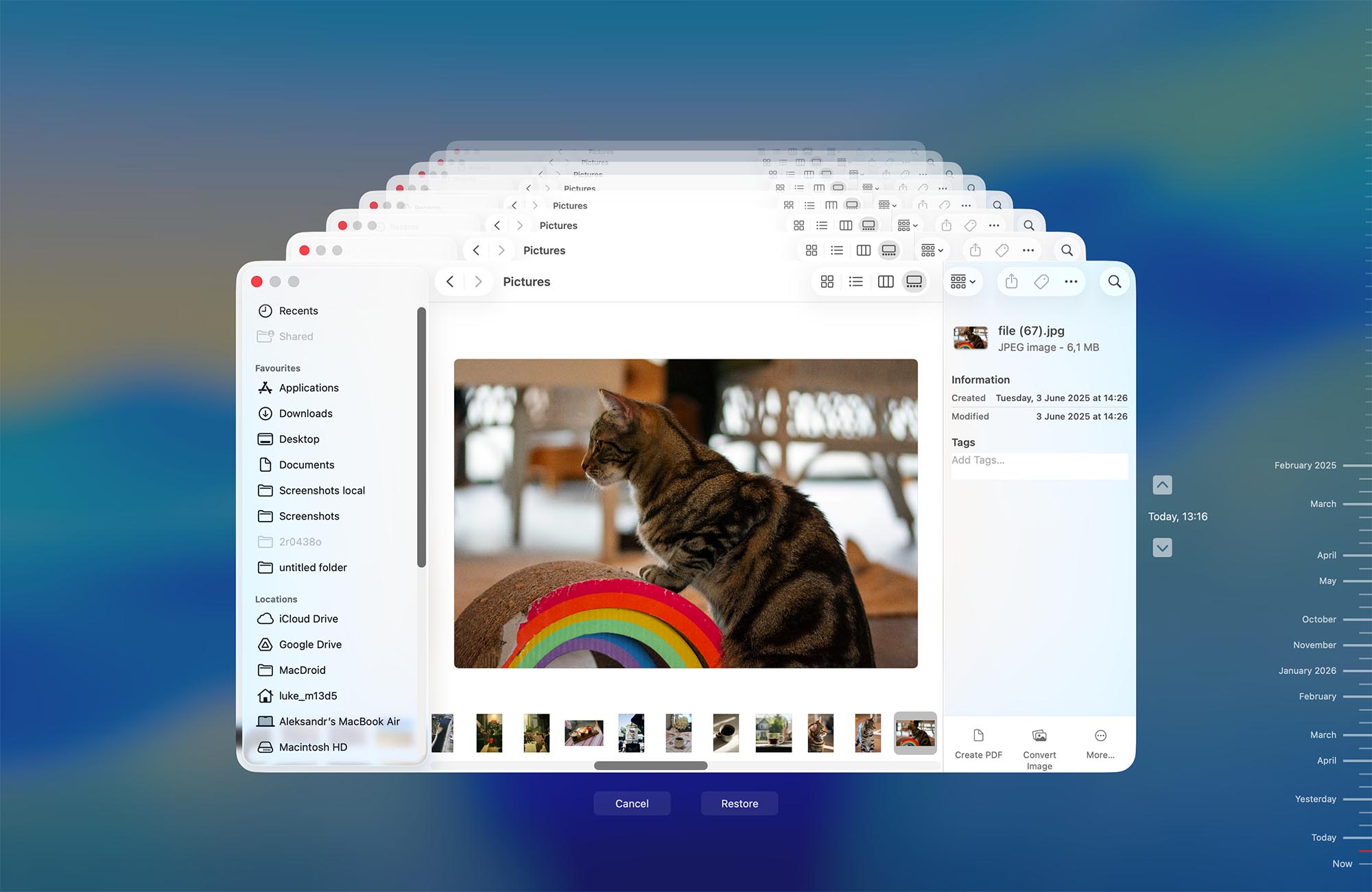 restore files with time machine