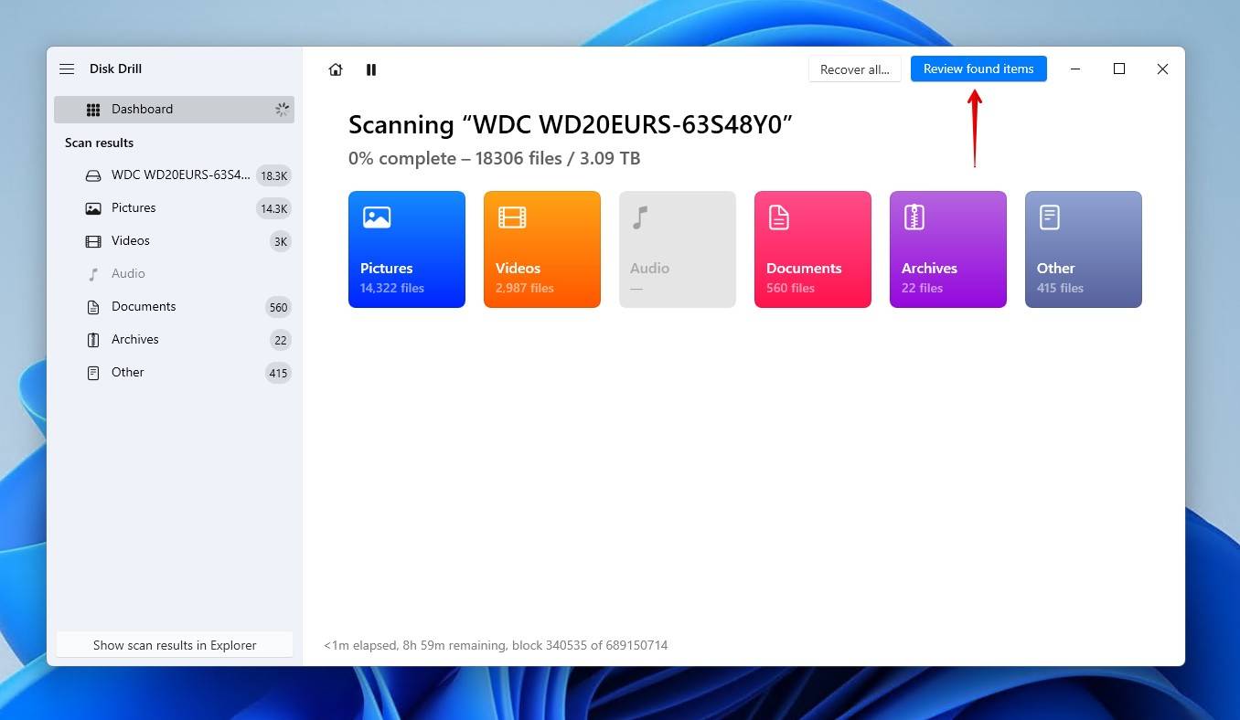 Reviewing files on the corrupt HDD.