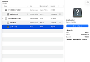 Scansiona spazio non partizionato