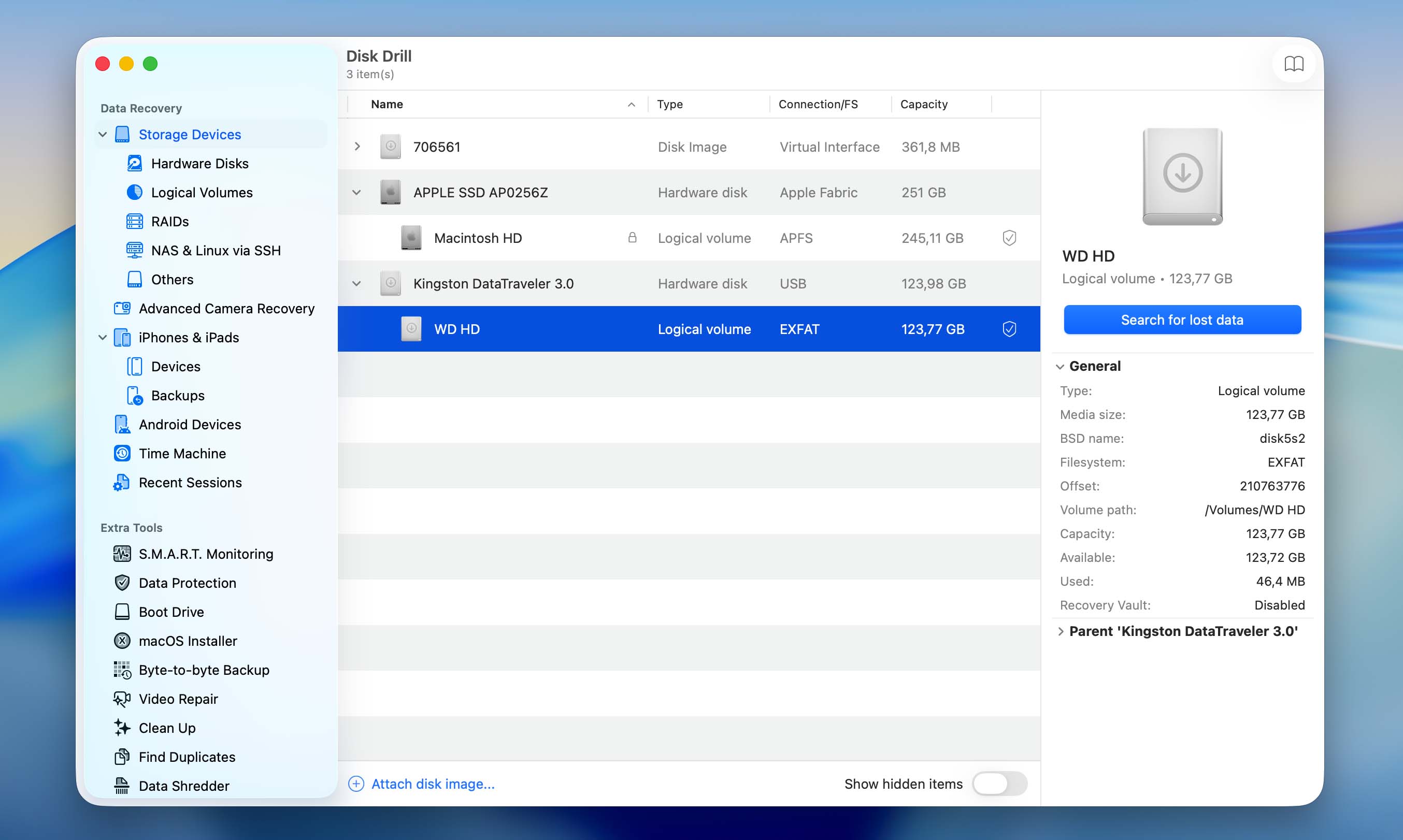disk drill search for lost data on mac