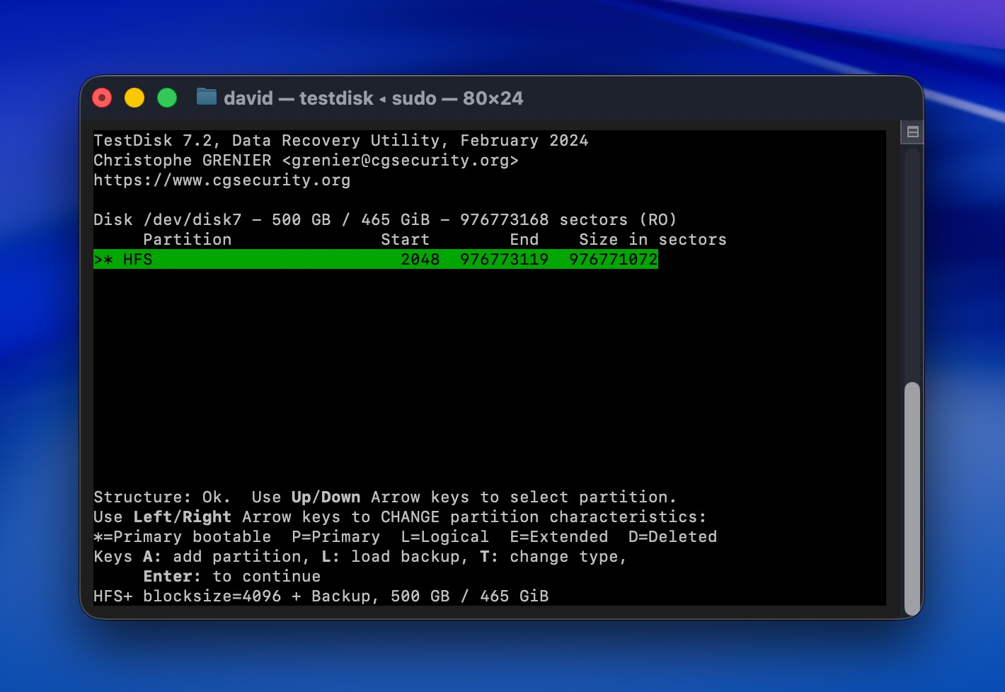 TestDisk results