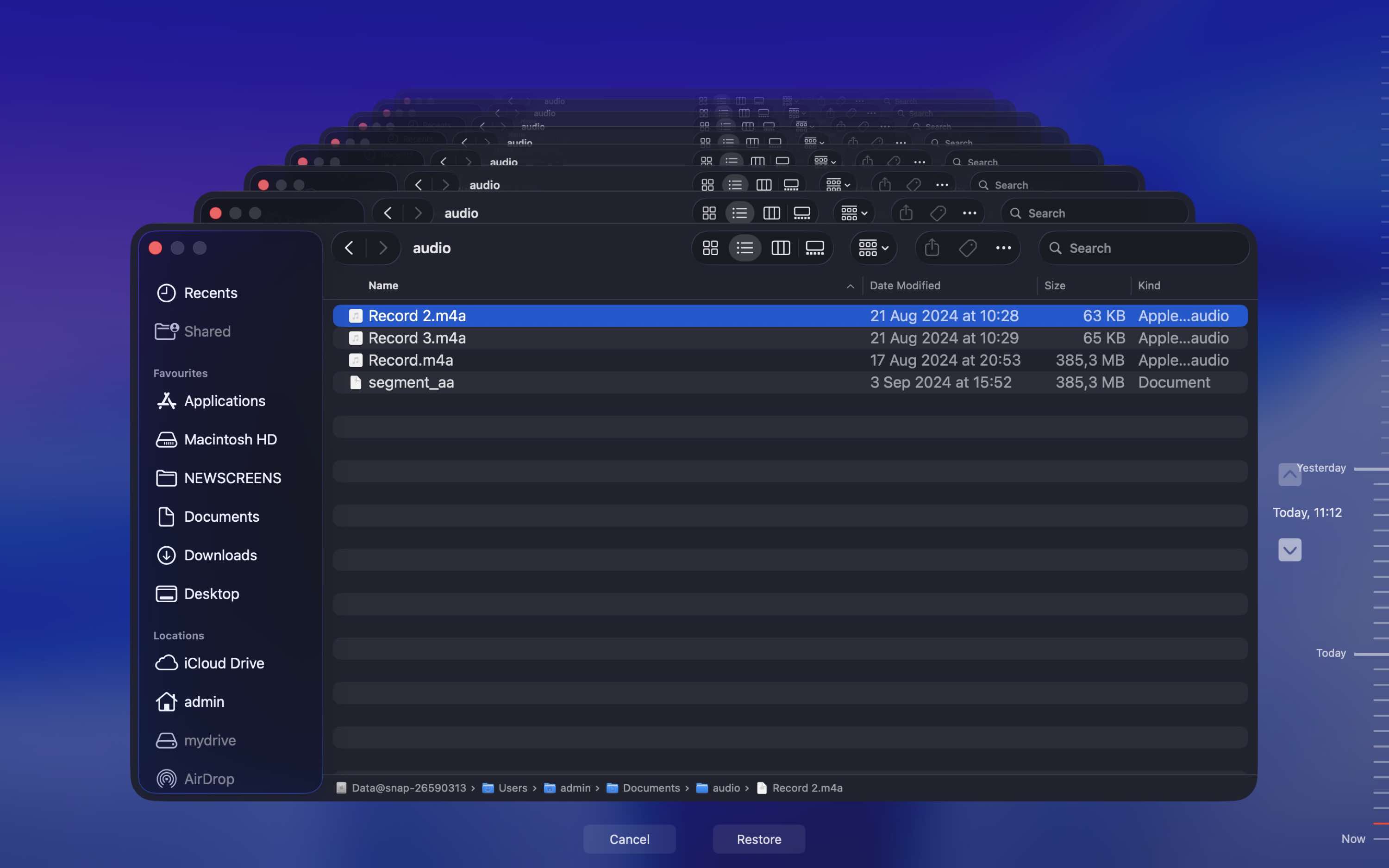 Restore files from LaCie with Time Machine
