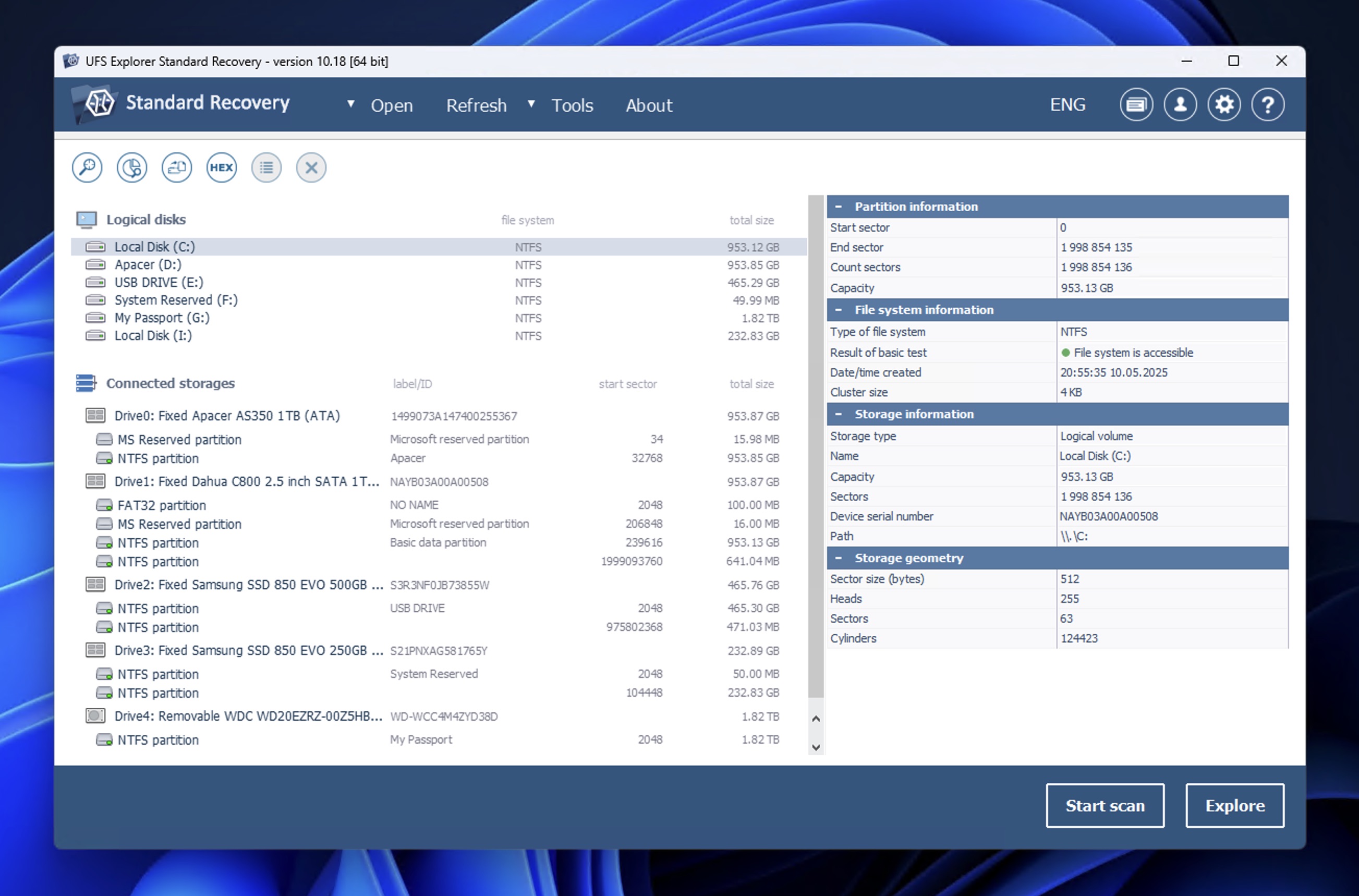 UFS Explorer interface on Windows